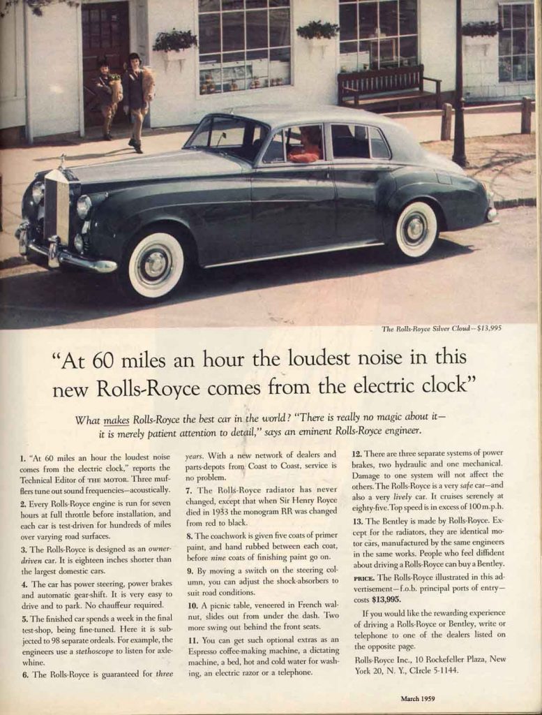 David Ogilvy's famous Rolls Royce ad