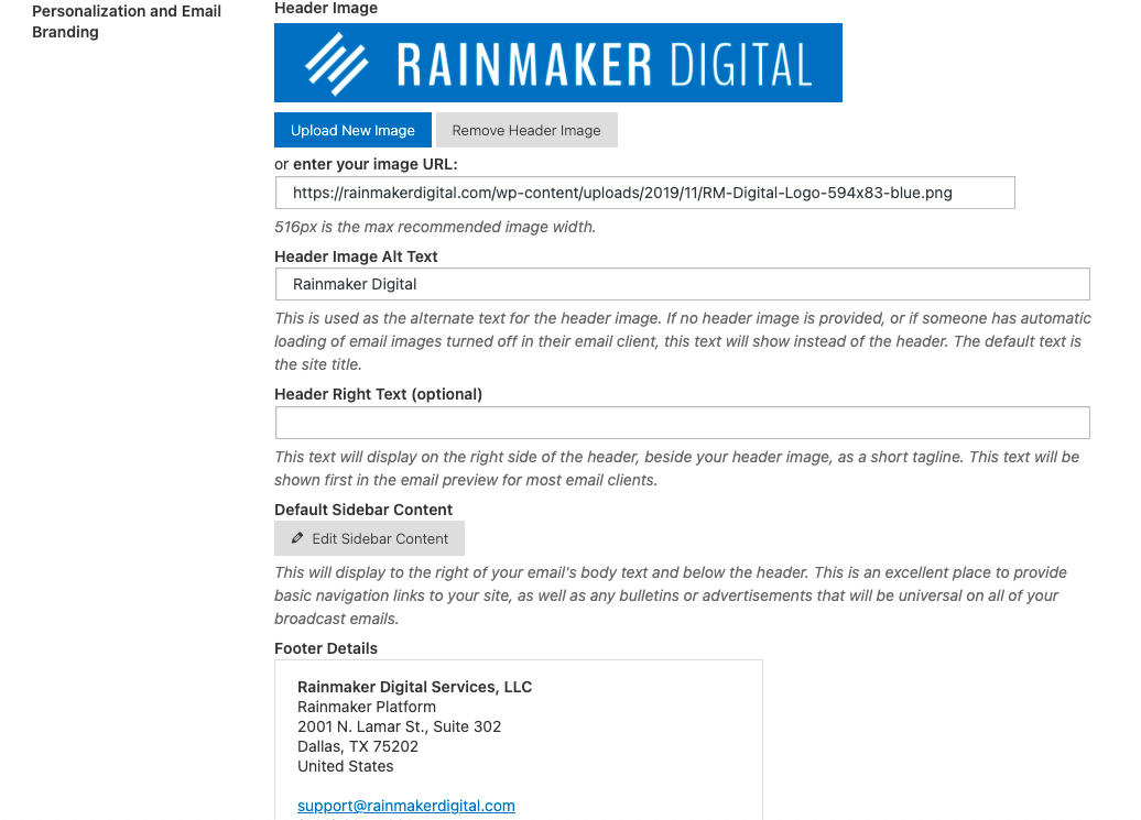 Header image and other RainMail specifications