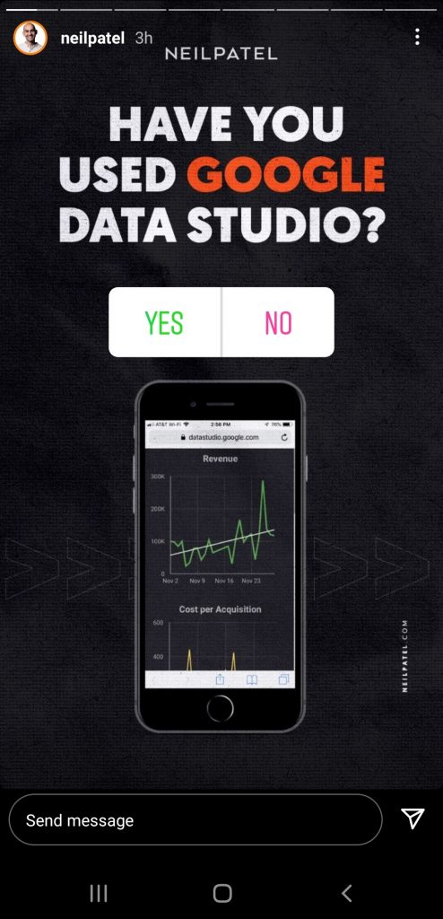 Neil Patel IG Story polls