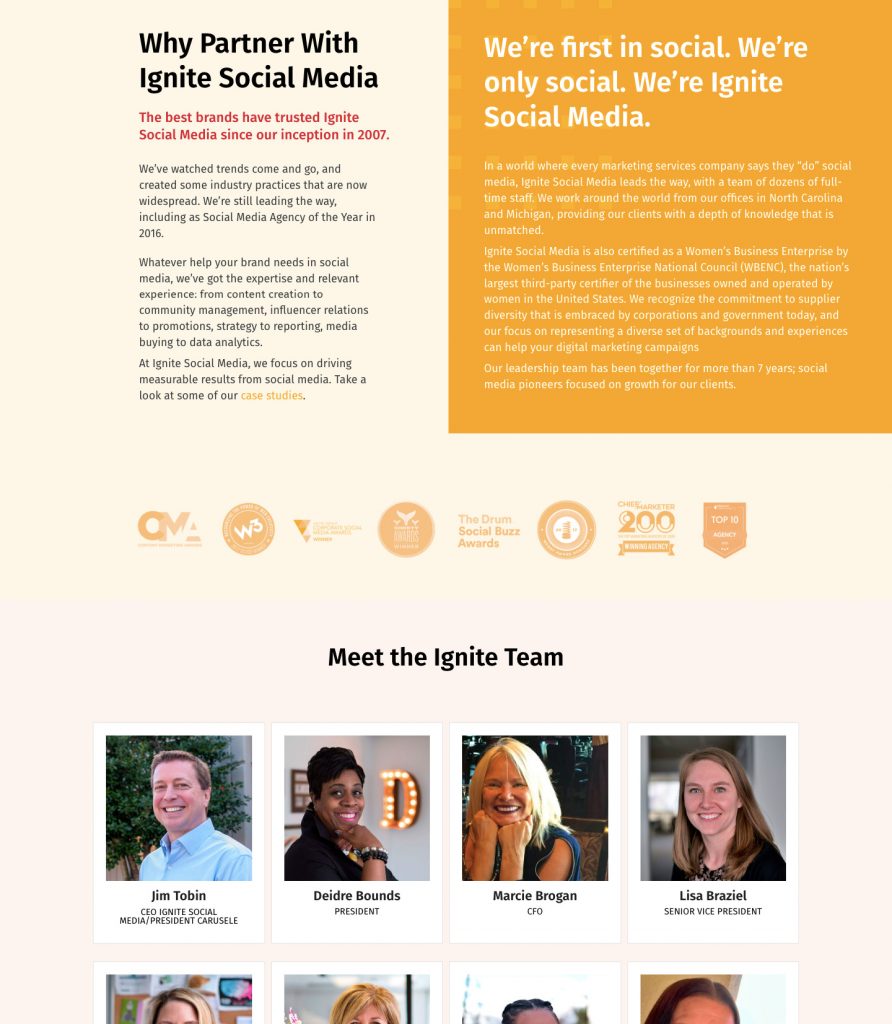 Ignite Social Media about page