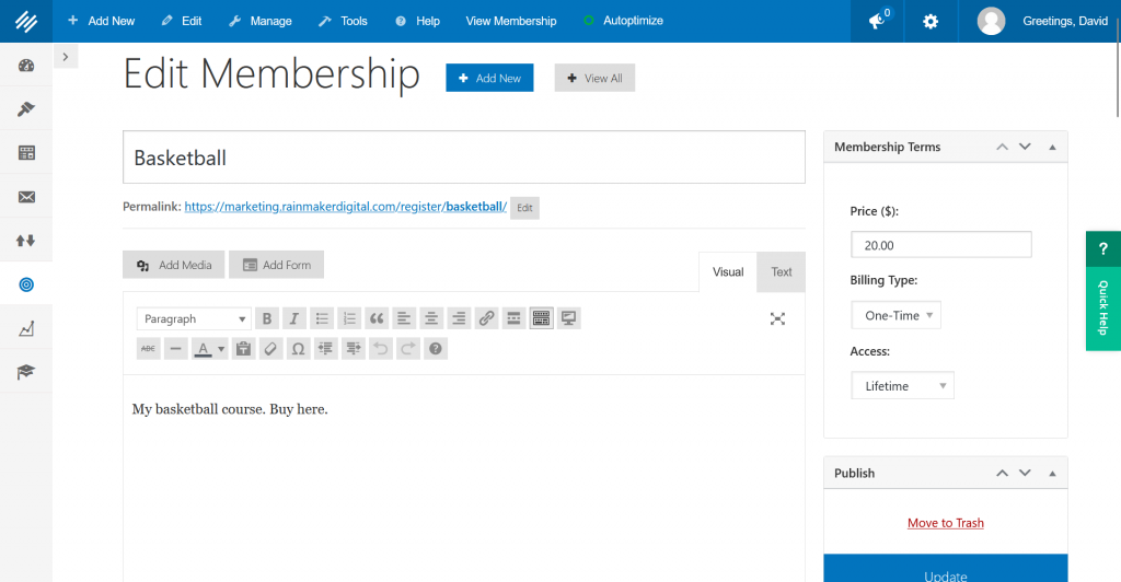 Basketball membership