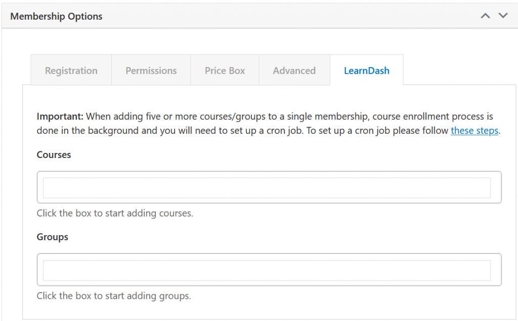 Membership options LearnDash