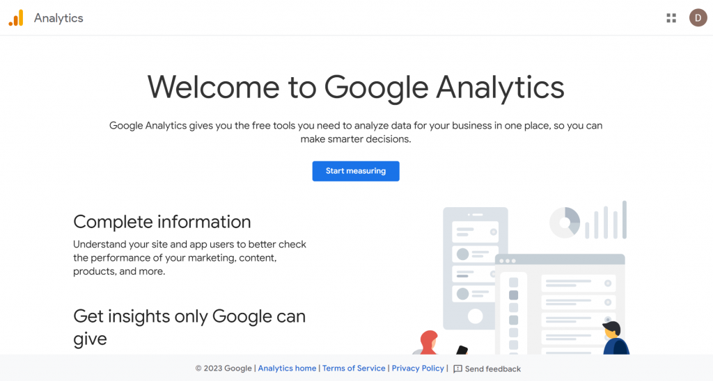 Analytics splash screen