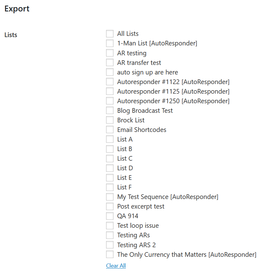 Export RainMail list