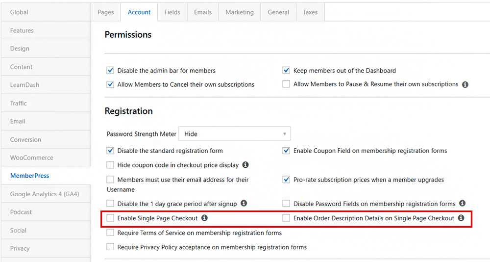 Single Page Checkout