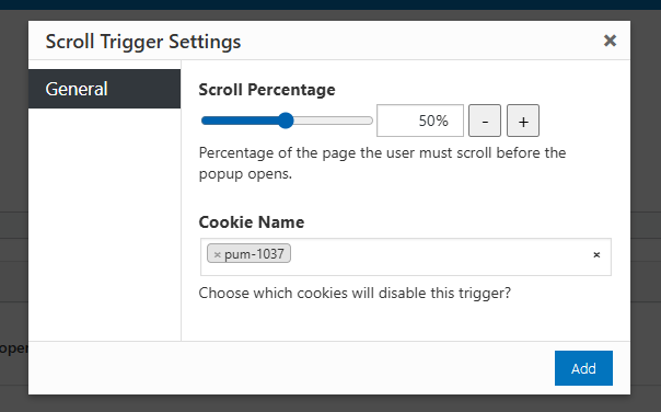 Scroll Intent popup